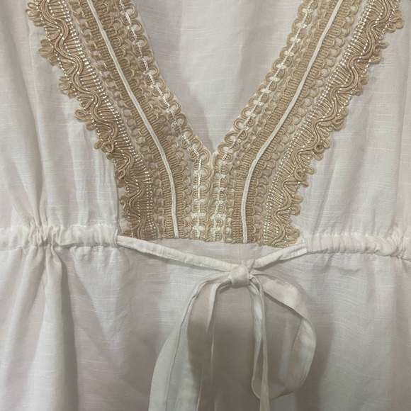 Mud Pie EUC cotton/jute neutral lightweight swim suit coverup size L - Picture 9 of 10